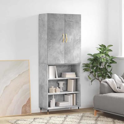 vidaXL - Hoge - kast - 69,5x34x180 - cm - bewerkt - hout - betongrijs