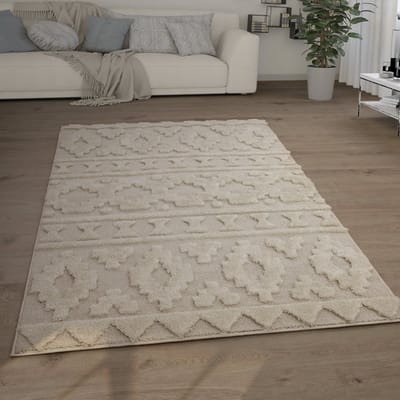 Paco Home Hoogpolig Vloerkleed Woonkamer Shaggy 3D Look Ethno Boho Vintage Look Zacht 60x100 cm