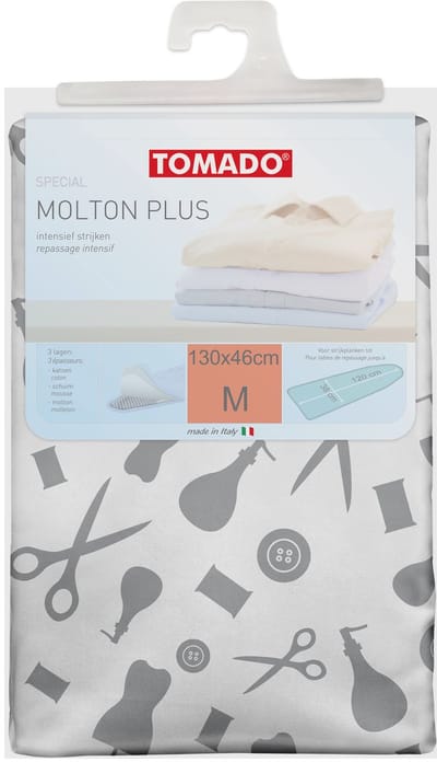 Tomado - Strijkhoes - Strijkdeken - Strijkplankovertrek - Molton Plus - 130 x 46 cm - Voor strijktafel tot 120 x 38 cm