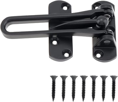 Door Lock Latch for Home Security, Swivel Rod Door Protection, Front Door Locks Secondary Security Door Lock for Home Hotel Apartment (Black)