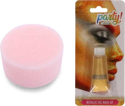 Fiestas Carnaval schmink - Goud - met sponsje - Gezicht/lichaam - 13 ml - grimeren - kind/volwassenen