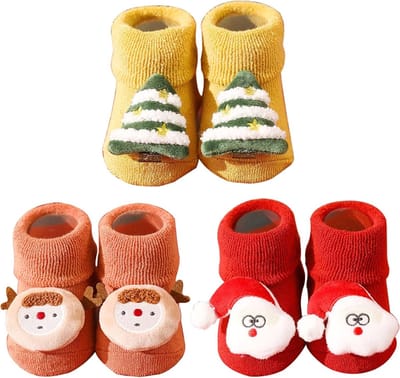 Kerstsokken voor Baby's en Kinderen, Antislip Katoenen Sokken, Fluffy en Grappige Sokken voor Nieuwborenen en Peuters
