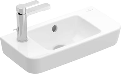 Villeroy & Boch O.novo - Fontein Compact 50x25 cm, met overloop, 1 kraangat rechts, CeramicPlus, alpine wit 4342R5R1