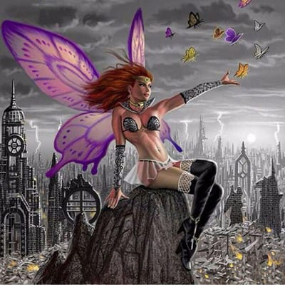 Bricolage diamant broderie papillon fée diamant peinture belle fille 30x30CM gray