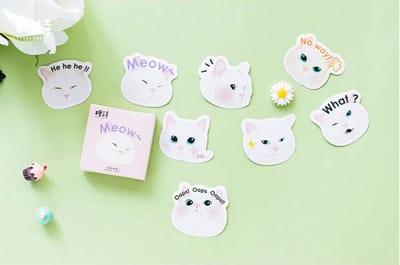 Meow Kawaii Kat Cartoon Stickers 45 stickers – Bullet Journal, Planner & Scrapbook Stickers – Sinterklaas & Kerstcadeau – Schoencadeau – Cadeaus onder €5