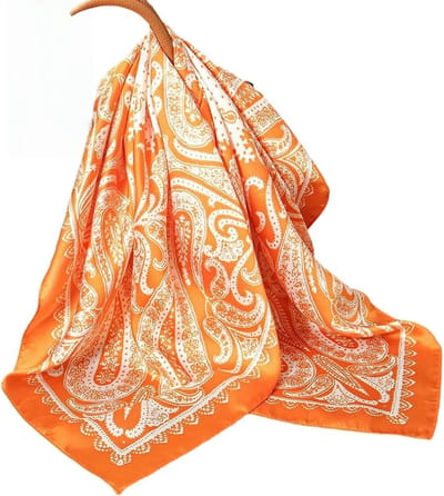 Sjaal - Damessjaals - Accessoiresjaals - 70x70cm - Vierkante sjaals - Zijden textuur - Dames hoofddoek - Sjaals - Oranje