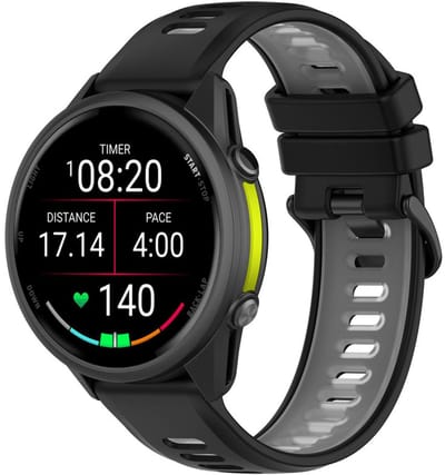 Siliconen bandje - geschikt voor Garmin Forerunner 935 / 945 / 955 / 965 / 745 / 970 - zwart grijs