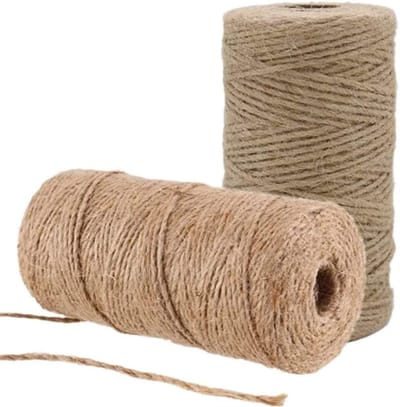 Natuurlijke Jute Touw van 200 Meter voor Tuinieren, DIY Projecten en Decoratie - 2mm Dikte, 2 Rollen