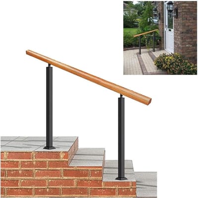 Houten Trapleuning - Leuning Hout Metaal - Veilig Trap Lopen - Verstelbare Hoek - 100cm Lengte - Niet gespecificeerd