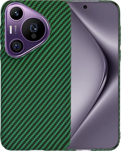 Hoesje geschikt voor Huawei Pura 70 Pro - Techsuit Carbonite FiberShell Carbon Back Cover - Groen