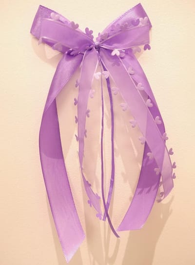 10 Stuks Auto Bogen van Organza met Hartjes voor Bruiloft Decoratie en Cadeauverpakking in Paars