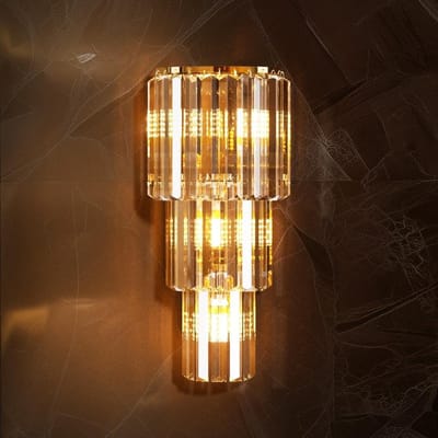 Vrygle Crystal Wall Light Luxe - 20x50CM 3-Layer Wall Sconce Lamp - Moderne Licht Armatuur - 3X E14 Lampen - voor Porch, Hal, Bar, Restaurants, Patio - Home Decor