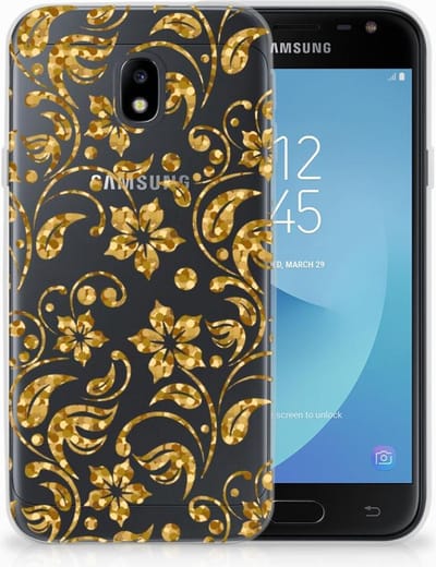 Samsung Galaxy J3 2017 TPU Case Gouden Bloemen