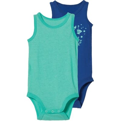 lupilu 2 baby rompertjes (Blauw/turquoise, 50/56)