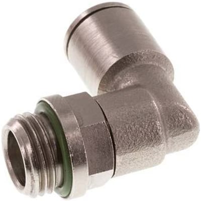 8mm x G1/4'' 90 graden L-verbinding Messing Insteekfitting Buitendraad Draaibaar FKM [2 Stuks]