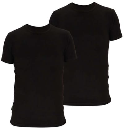 Basset - Heren T-Shirt Ronde Hals Bamboo - 2-Pack - Maat S - Zwart