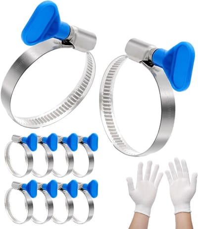 RVS Slangklemmen Set 32-50mm met Werkhandschoenen - 10 Stuks Verstelbare Slangklemmen voor Tuin, Water en Gasgebruik