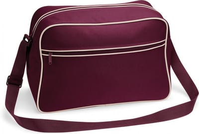 Bagbase Schoudertas Retro - bordeaux rood - met rits zakken - middelgroot - 40 x 28 x 18 cm - 18L