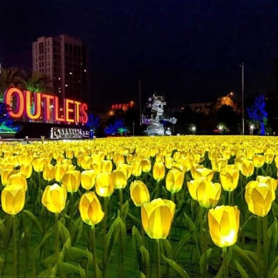 Dailyiled - gele tulp solar verlichting - tuinverlichting - zonne-energie - 72 cm - bloem - plant