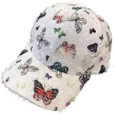 Nouvelle Casquette de Baseball à Broderie Papillon Polyvalente Élégante Style Coréen Casquette de Baseball Pare-soleil Respirante Casquette d'Extérieur pour Femme Extérieur gray