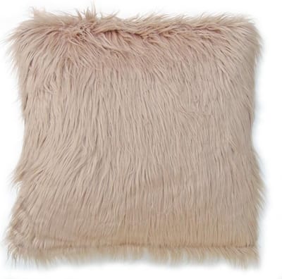 Lavandoux - Bont Kussen - Imitatiebont Sierkussen - 50 x 50 cm - Beige