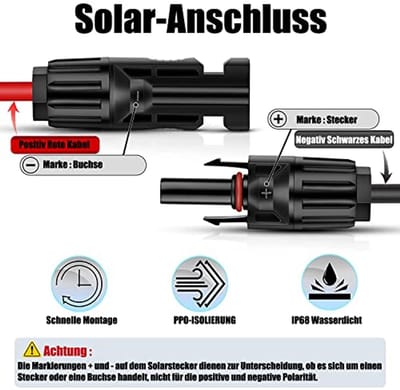 Verlengkabel op zonne-energie 60 cm voor draagbare powerstations, compatibel met zonnepanelen