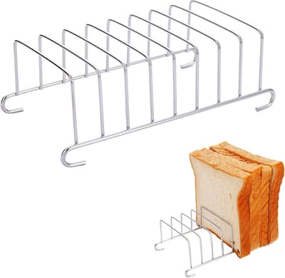 Broodrooster houder - Toast rek - Ontbijt bereiden - Antiaanbaklaag - 8 sneden - Zilver
