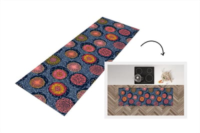 Keukenloper - Loper keuken - Bloemen - Patronen - Stippen - Vintage - 150x50 cm - Keukenloper vinyl