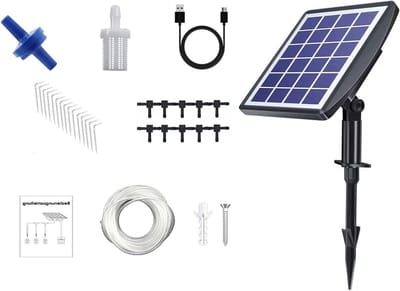 Automatisch Besproeiingssysteem voor Tuinplanten, Zonne-energie, Drip Irrigation, 2000 mAh Accu, Meerdere Tijdinstellingen voor 10 Potplanten