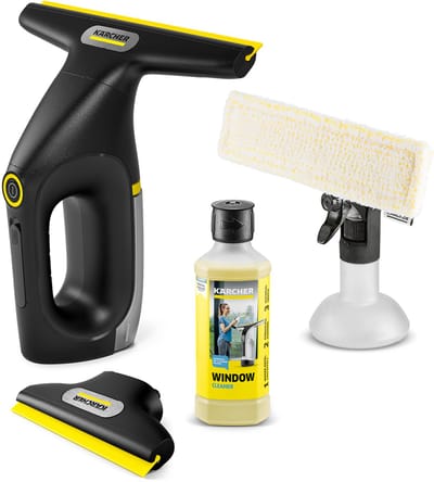 Kärcher Window Vac WV 2 Universal Precision Black draadloze ruitenreiniger - Raamwisser met looptijd accu 35 minuten voor 105 m² - Ramenwasser voor douche en spiegels - Incl. smalle zuigmond, sproeiflacon, microvezeldoek en 500 ml reinigingsmiddel