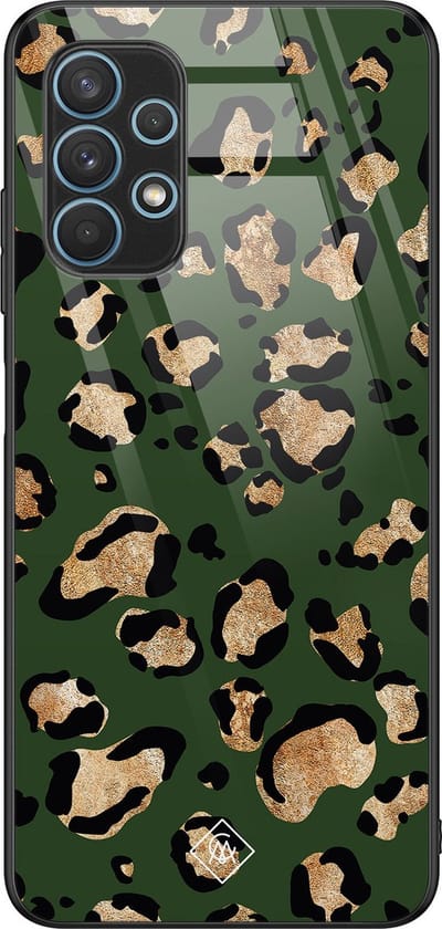 Casimoda® hoesje - Geschikt voor Samsung Galaxy A32 5G - Luipaard Groen - Luxe Hard Case Zwart - Backcover telefoonhoesje - Groen
