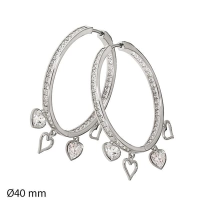 Juwelier Zwartevalk - Zilveren (gerhodineerd) bedel oorbellen met zirkonia - 22.185/40mm