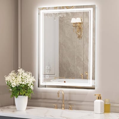 Led Badkamerspiegel 50 x 70 cm met Wandschakelaar en Dubbel Lichtstripdesign