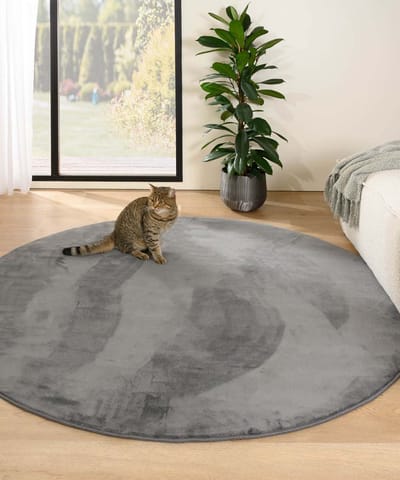 Rond zacht vloerkleed - Plush grijs 120