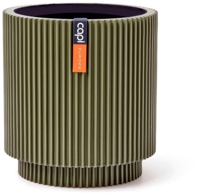 Capi Europe - Vaas cilinder Groove Colours - 15x17 - Groen - Opening Ø13 - Bloempot voor binnen - 5 jaar garantie - BGVGN313