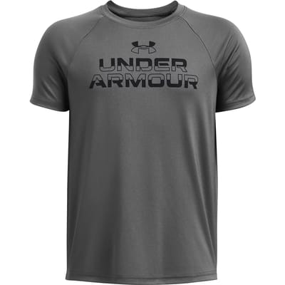 Under Armour Kinder T-Shirt Ua Tech Split Wordmark Ss Castlerock 025-S (US YSM)