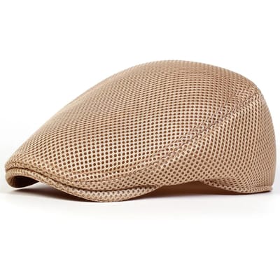 Heren Mesh Ademend Nieuwsjongenspetten Britse Schilderspetten Lente En Zomer Platte Pet Hip Hop Baret beige