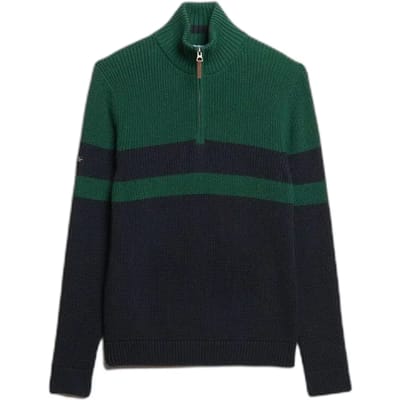 Superdry - Oversized Classics trui van katoen met halve rits en strepen - Dames - Sweaters