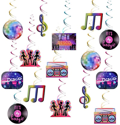 Dailygoods - 30 stuks jaren '70 themafeestdecoratie, jaren '70 feest, hangende spiraalplafonddecoraties, jaren 70 feestdecoratie voor volwassenen, jaren '70 rok, hippie, disco, retro feestbenodigdheden voor