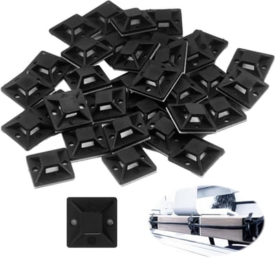 Set van 100 Zelfklevende Kabelbinders, 28mm x 28mm, Kabelbeheersystemen voor Thuis, Kantoor en Werkplaats, Inclusief Schroefbasis en Plakpads