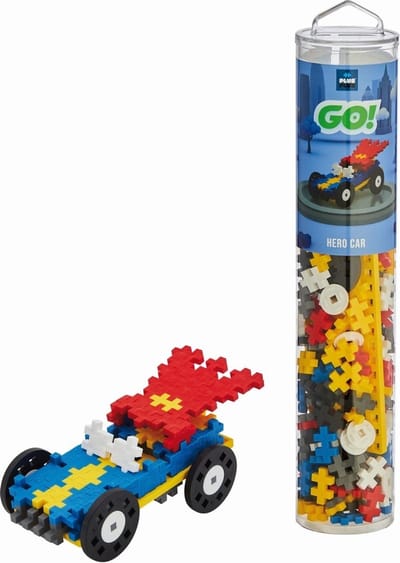 Plus-Plus GO! Tube auto held 200 delige bouwset - 4259 - Bouwspeelgoed - Constructiespeelgoed - Set met bouwstenen - Vanaf 5 jaar