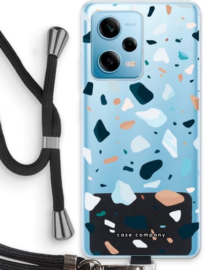 Case Company® - Hoesje met koord geschikt voor Xiaomi Redmi Note 12 Pro 5G hoesje met Koord - Terrazzo N°13 - Telefoonhoesje met Zwart Koord - Bescherming aan alle Kanten en Over de Schermrand