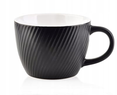 Affek Design Sally Lines Zwarte Keramiek Mok 480ml - Mat & Wrijven