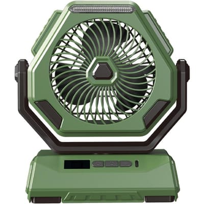Multifunctionele Campingventilator met LED-licht 6 inch USB Batterijgevoede Ventilator Plafond Tentlicht met Type 2 groen