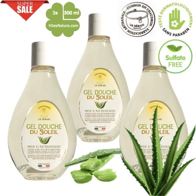 Sulfaatvrije douchegel | 3x300ml | biologische Aloë vera | Le Sérail | Franse Marseillezeep Ambacht