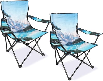 2-delige Campingstoelen Set - Opvouwbare en Draagbare Relaxstoelen met Bekerhouder voor Buiten, Camping en Picknick