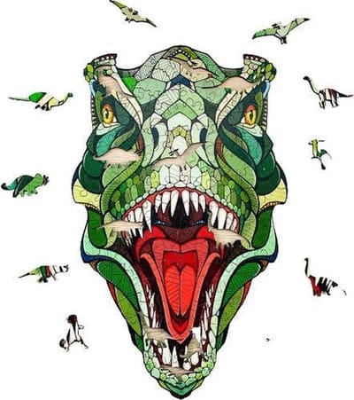 Legpuzzel T-Rex - Eco Wood Art - Groen - Hout - 129-delig- 37 X 28 cm