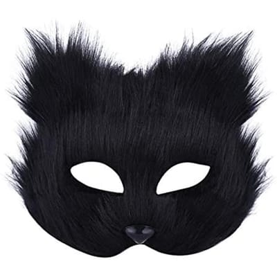 Halloween Pluizig Mask Maskerade Halloween Masker Rekwisieten Dierlijk Half Gezicht Masker voor Mannen en Vrouwen zwart