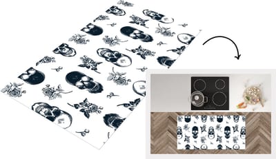 Keukenloper - Loper keuken - Tiener - Skull - Rozen - Patroon - 120x60 cm - Keukenloper vinyl