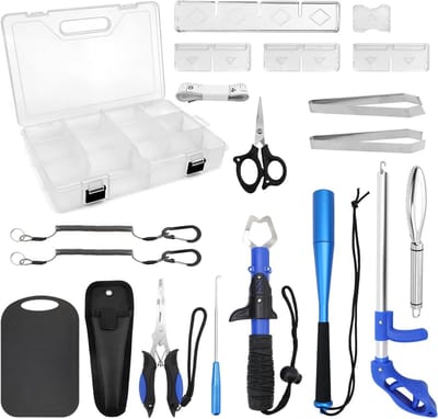 Hengelsport Accessoireset met Viskiller, Scharen, Haakverwijderaar, Tangen en Meetlint voor de Perfecte Viservaring